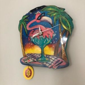 Flamingo wall clock handmade